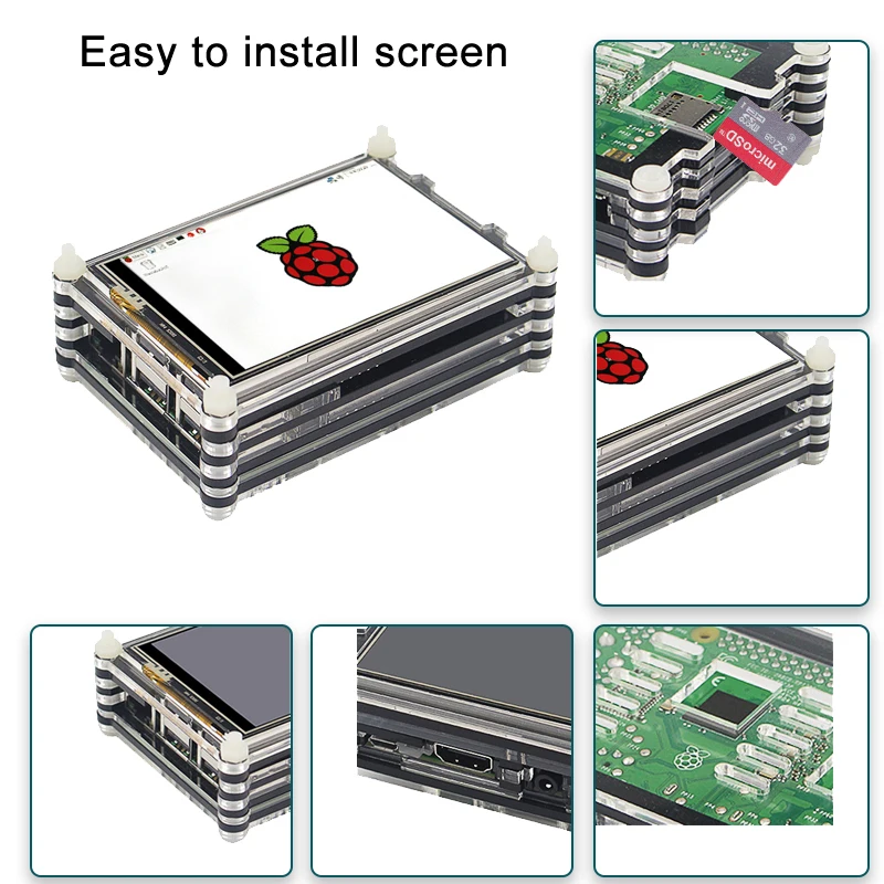 Для Raspberry Pi 3B Plus сенсорный экран 3,5 дюймов TFT lcd 480*320 GPIO дисплей монитор с акриловым чехол для Raspberry Pi 3 Model B