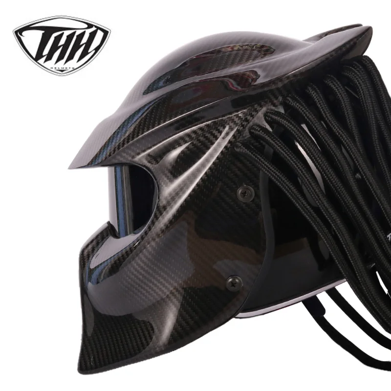 Casco Predator in fibra di carbonio iron man Full face moto casque capacete  casco DOT approvato|fiber helmet|carbon fiber helmetmoto casque - AliExpress