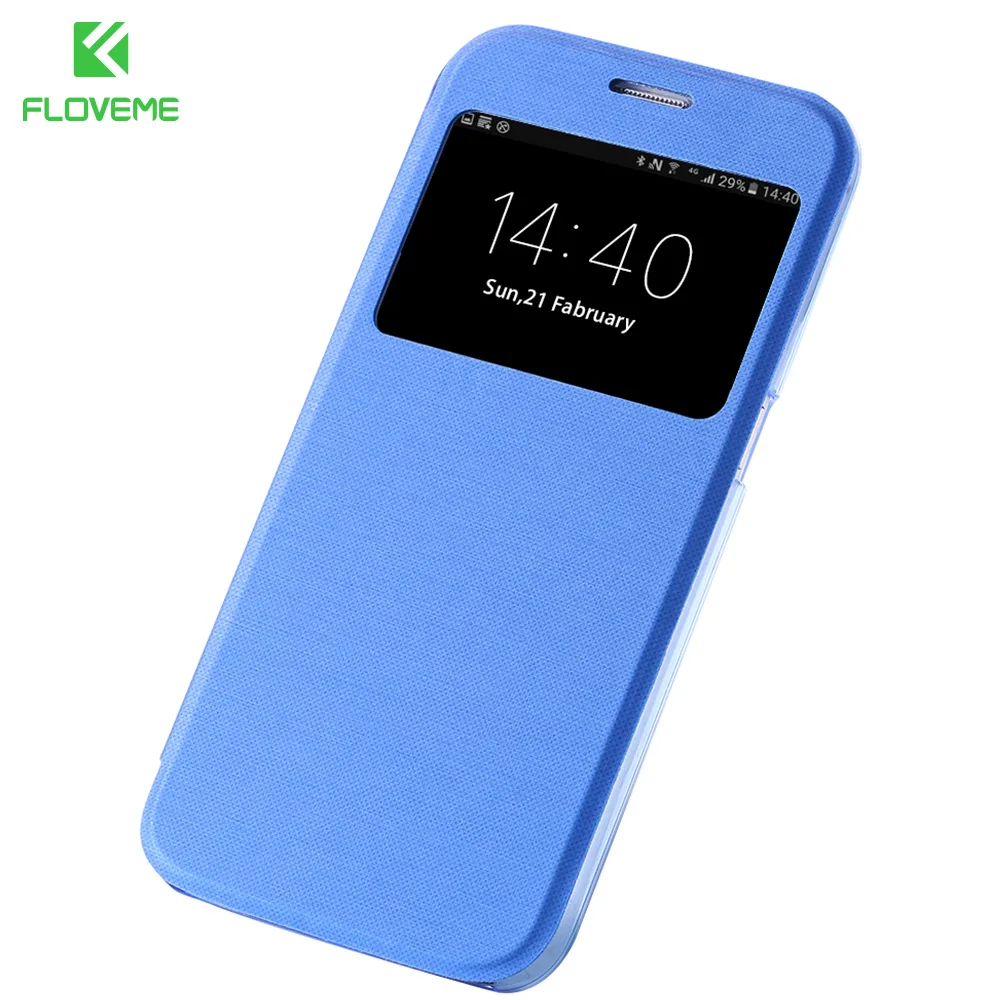 

FLOVEME Window View Case For Samsung Galaxy S6 S7 Edge S8 Plus PU Leather Full Protect Flip Case For Samsung Galaxy S6 Edge Plus