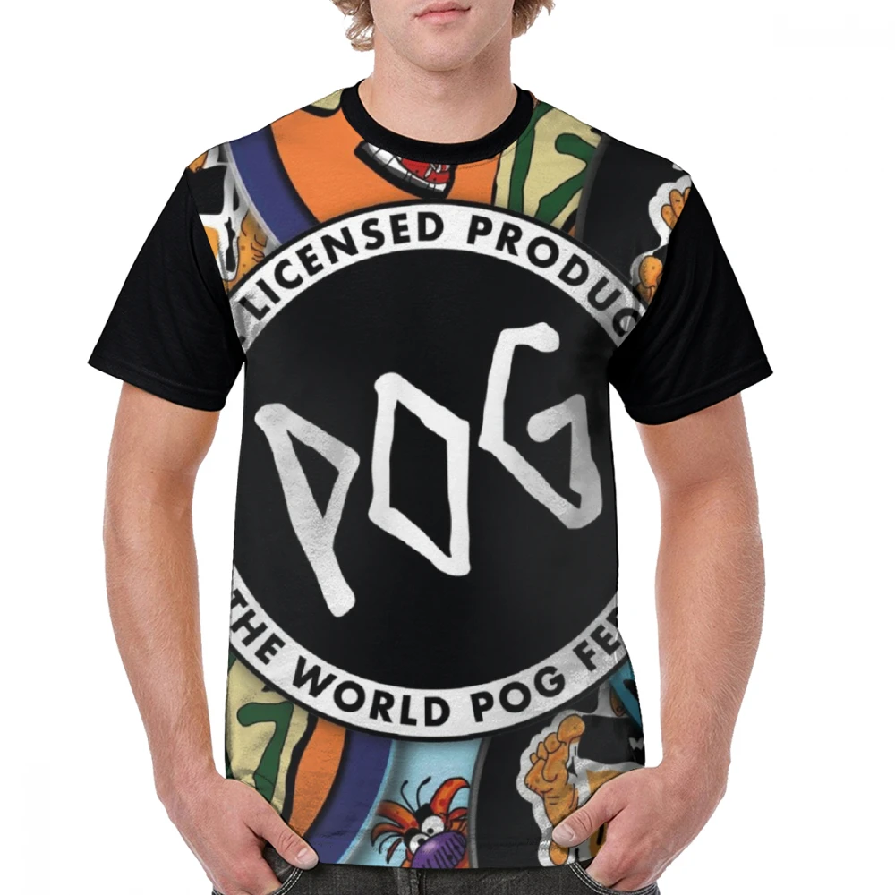 Pogs футболка Милая полиэфирная графическая футболка графическая пляжная Мужская большая футболка с коротким рукавом - Цвет: Черный
