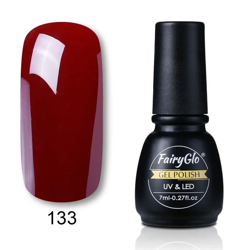 Fairyglo для ногтей лак 7 мл, флакон, черный цвет ногтей лак для ногтей Vernis режущей поверхностью, семиперманентный лак 194 Цвета, Гель-лак для ногтей - Цвет: 133