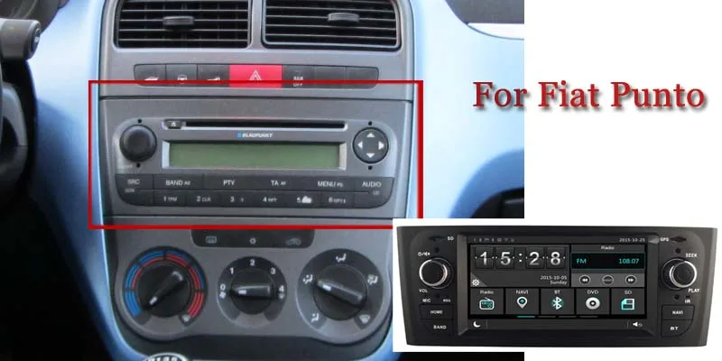 Sale Liislee For Fiat Punto Stereo Radio Audio CD DVD Player Bluetooth Wifi GPS MAP NAV Navigation 1080P System Original NAVI Design 2