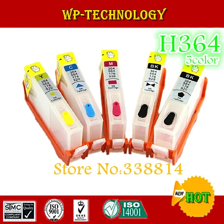 

5color Empty Refill cartridge suit for HP364 suit for  HP photosmart B8550 B8553 B8558 C6380 C6383 C5383 with permanent chips