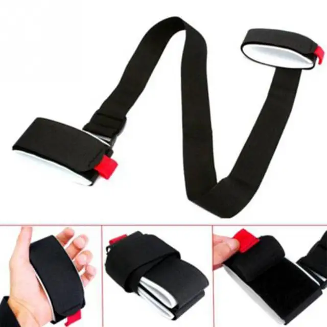 Ski Pole Hand Shoulder Adjustable Carrier Handle Lash Straps  Hook Loop Protection Black Nylon Skiing Handle Strap Bags