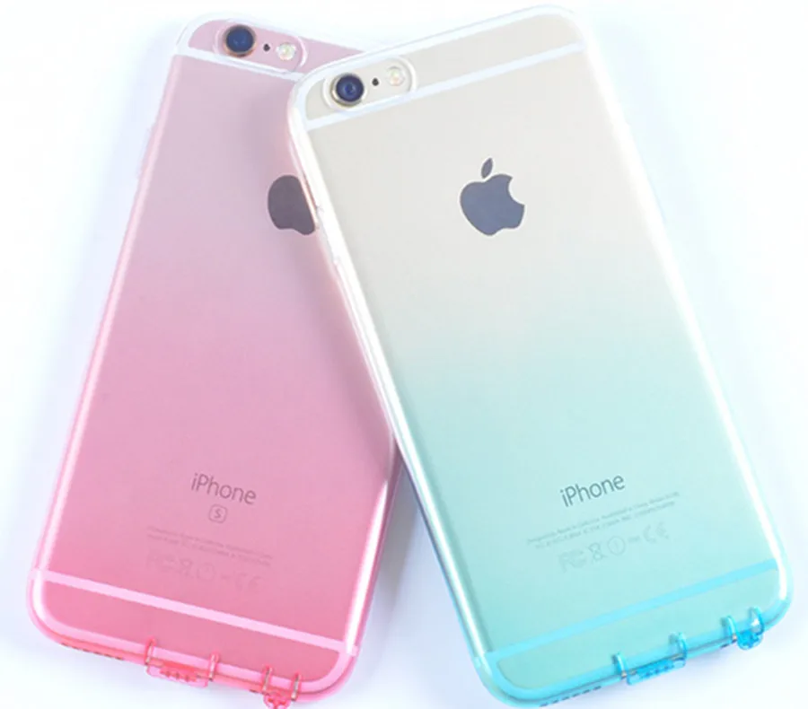 

Case For iPhone 6 Plus Case Transparent Gradient Color Design TPU Protective Mobile Phone Covers For iPhone 6s Plus Dust plug