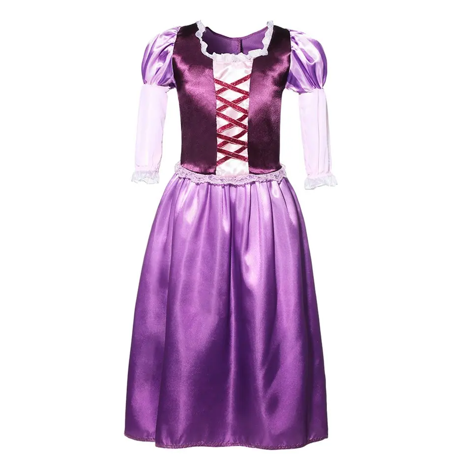 Платье Рапунцель для девочек; детское платье принцессы; платья для маленьких девочек с пышными рукавами; карнавальный костюм; маскарадная одежда на Хэллоуин