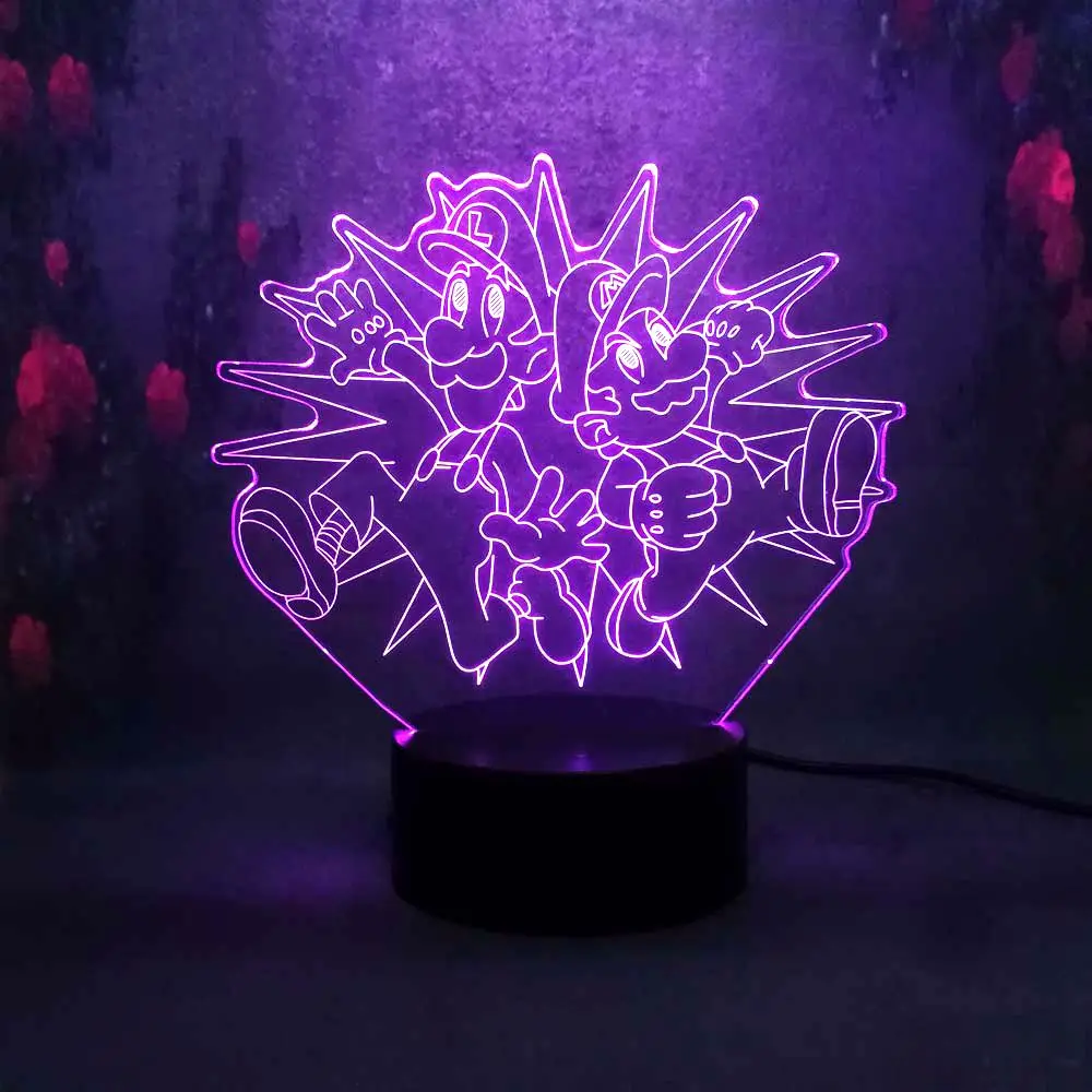 

GO Game Super Mario Bros Action Figure Night Light LED 3D Child baby Bedroom Decor Lamp kid Toy Gift Nightlight Desk Lamp Lava