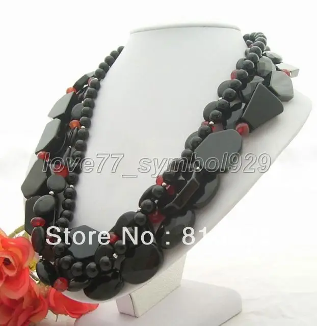 

FREE SHIPPING>>Excellet! 4S Multishape Natural Onyx Carnelian Necklace