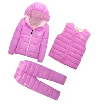 Nouveaux Garçons Filles Hiver Bébé Vêtements Ensembles Enfants Doudounes coton-rembourré Manteau Gilet Pantalon 3 pcs/lot Infantile Chaud Costumes Pour enfants