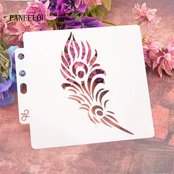 

Tail feathers scrapbook stencils spray plastic mold shield DIY cake hollow Embellishment printing lace ruler valentine