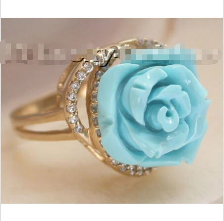 

Free shipping >>>>>>carved rose Free Form turquoise Rings 14KT Solid gold 1