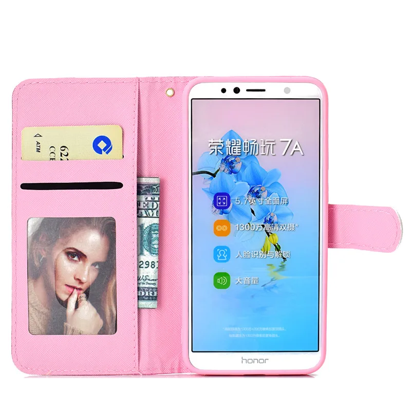 Glitter Bling Flip Wallet Cover for Huawei Honor 7A Pro Case Y6 Prime 2018 Leather Case for Honor 7A 5.45 inch Stand Phone Bag