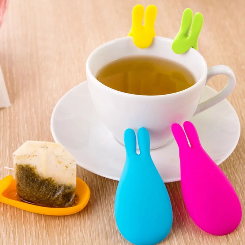 

New Silicone Tea Tool Cup Small Rabbit Recognizer Device Tea Infuser Cup Of Tea Hanging Bag Color Random