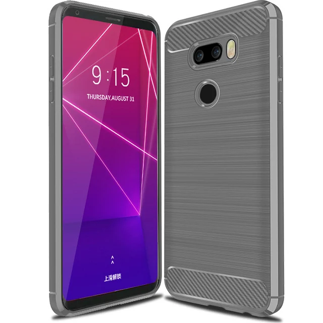 Для LG V30 V30s плюс V35 V30s ThinQ V34 V20s V20 мини чехол для LG V30s плюс ThinQ V34 исай Beat силикон из углеродного волокна Мягкий чехол - Цвет: Серый