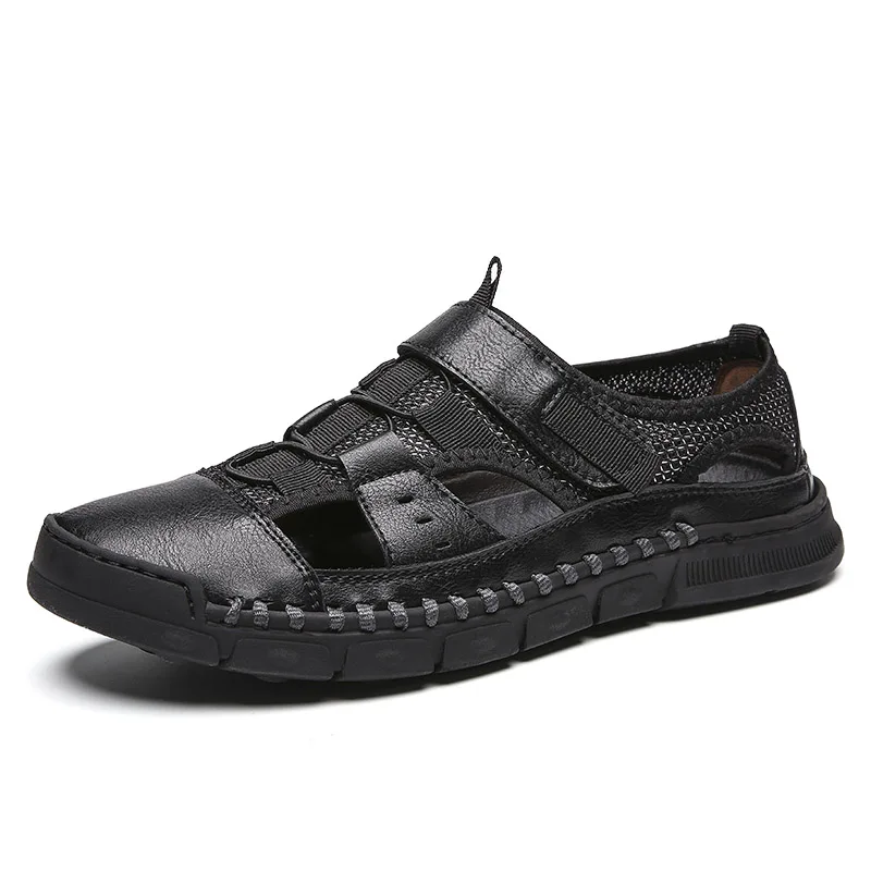 Vancat Brand 2019 New Fashion Summer Beach Breathable Men Sandals Genuine Leather Men's Sandal Man Causal Shoes Plus Size 38-46