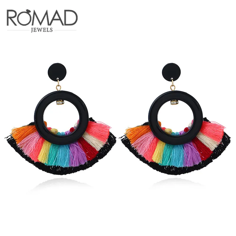 

ROXI ROMAD Brand Ear Drop Earrings For Women Exaggerated Bohemian Ethnic Fringed Tassel Dangle Earrings Fashion Jewelry Gift