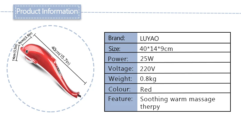 LUYAO Электрический массажер для спины с подогревом дельфина, ручной Вибрационный массажный молоток для шеи и тела, массажная палочка для расслабления здоровья, 7 в 1