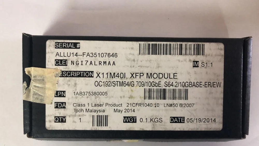 1AB375380005 NGI7ALRMAA STM64/G.709/10GbE S64.2/10GBASE-ER/EW S1: 1 соответствует IEC60825-1 для Alcatel-lucent (Alcatel Finisar