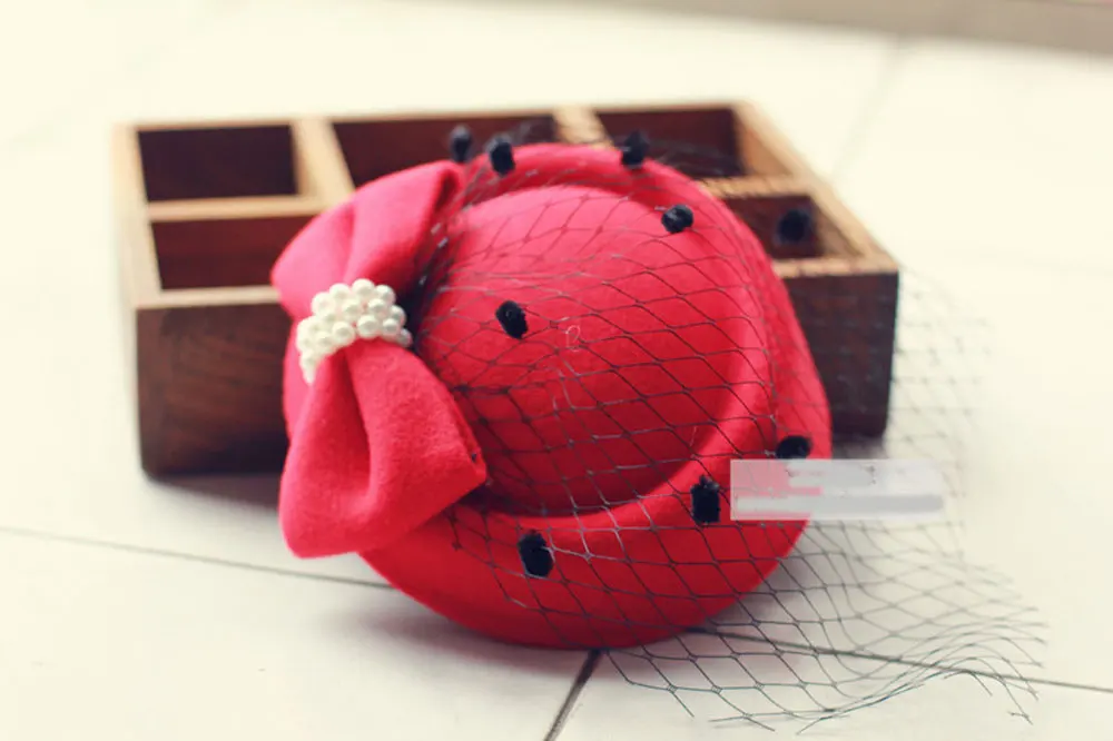 Lady Girl Lovely Hair Clip 2016 Bowknot Beret Hat Fascinator Hair Clip