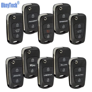 

OkeyTech For Kia Sportage 2016 3 Rio K2 Cerato Remote Flip Folding Key Shell 3 Buttons For Hyundai Avante Accent I30 IX35 Key