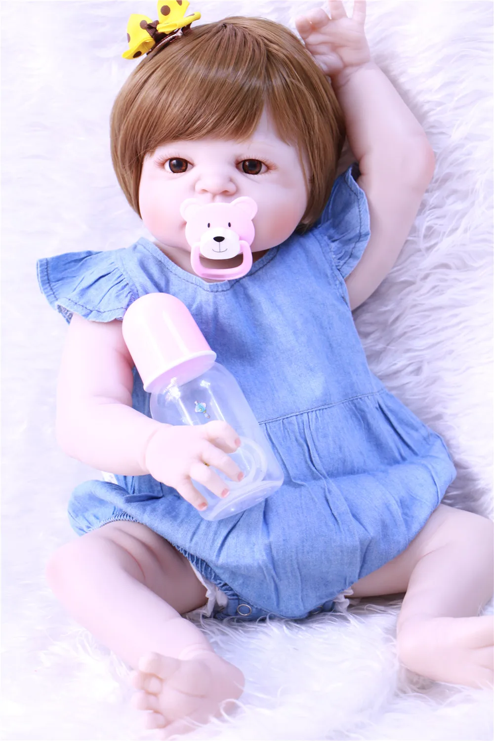Bebe 55cm Full Body Silicone Reborn Baby Doll Toys Lifelike Baby-Reborn girl  Doll Kids Child Birthday gift bonecas reborn