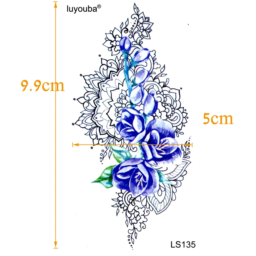 Фиолетовые цветы, водостойкие Временные татуировки для мужчин, красивые цветы, тотем, тату, хна, тату, тату, детские наклейки