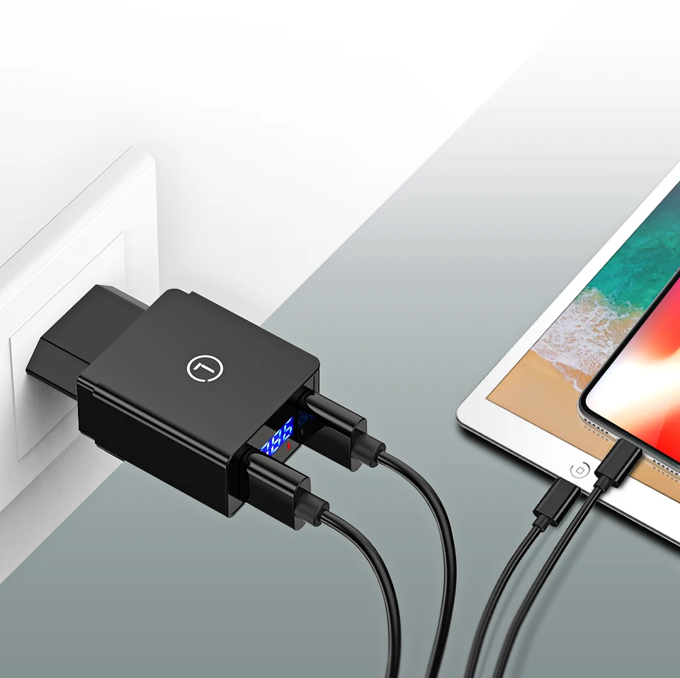 LINGCHEN светодиодный дисплей 2 USB зарядное устройство 2.4A Универсальное зарядное устройство для мобильного телефона Быстрая зарядка настенное зарядное устройство для samsung для iPhone планшета