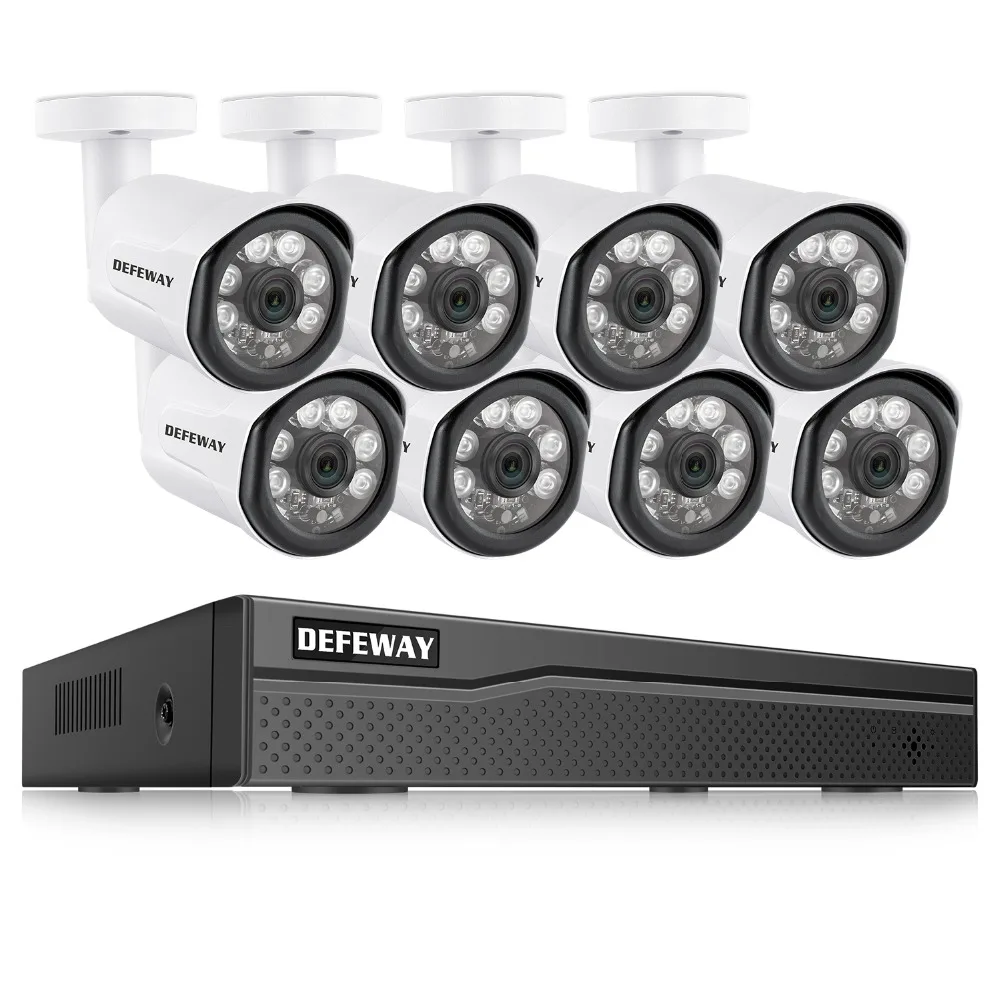 DEFEWAY 8CH HD 1080P IP Camera Outdoor Weatherproof Home Security Camera POE System 8 Camera DIY Kit Video Surveillance System 