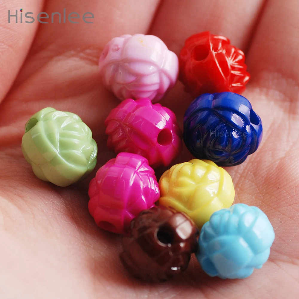 

Bracelet bracelet crafts 3d Embossed pattern Round 12MM Flower Acrylic Spaced Beads Design 30pcs/pack Diy Accessories