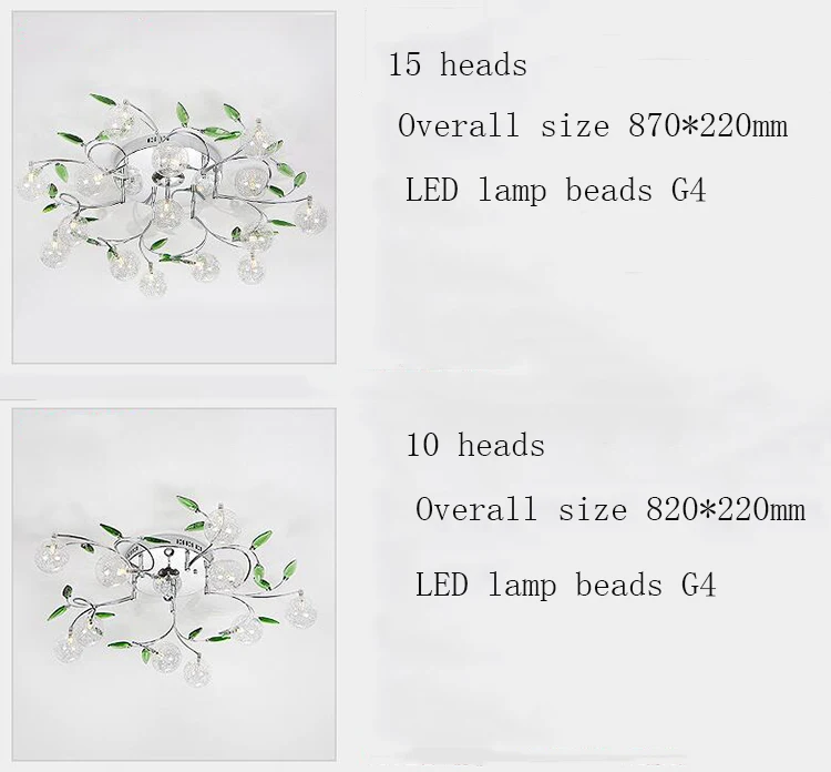 AC110V 220V Современный художественный дизайн светодиодный люстра из алюминиевой проволоки Хрустальные Зеленые листья Декор потолочные светильники