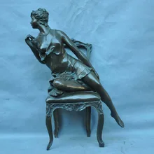 Xd 002290 16 Бронзовый Женщины Красота Полагаться на Стул Искусство Скульптура Статуя