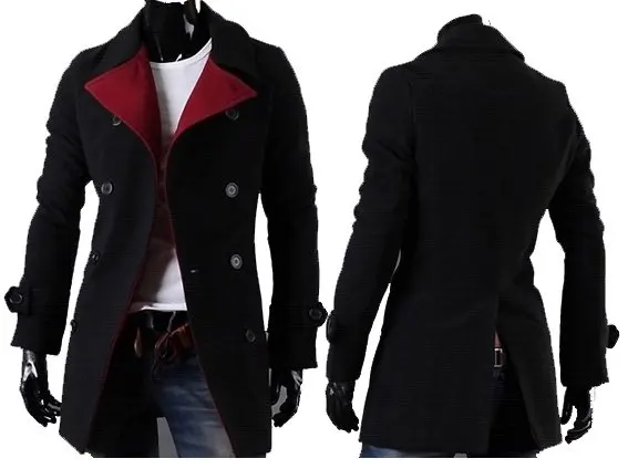 Newest style mens double breasted trench coat fur coats 