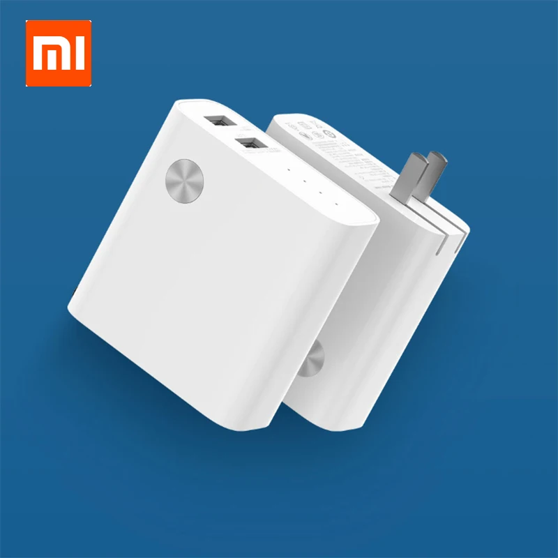 XIAOMI 2in1 Мощность банка и быстрого настенного Зарядное устройство с двумя разъемами USB, 5 В, 3A/5000 mAh 5V 2.4A Мощность Bank зарядное устройство для iPhone Xiaomi samsung чехол для телефона