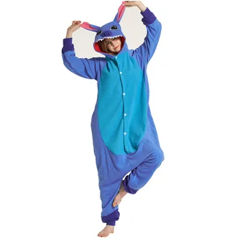 

Adult Polar Fleece Kigurumi Costume Animal Blue Stitch Onesies Pajama Halloween Carnival Masquerade Party Jumpsuit Clothing
