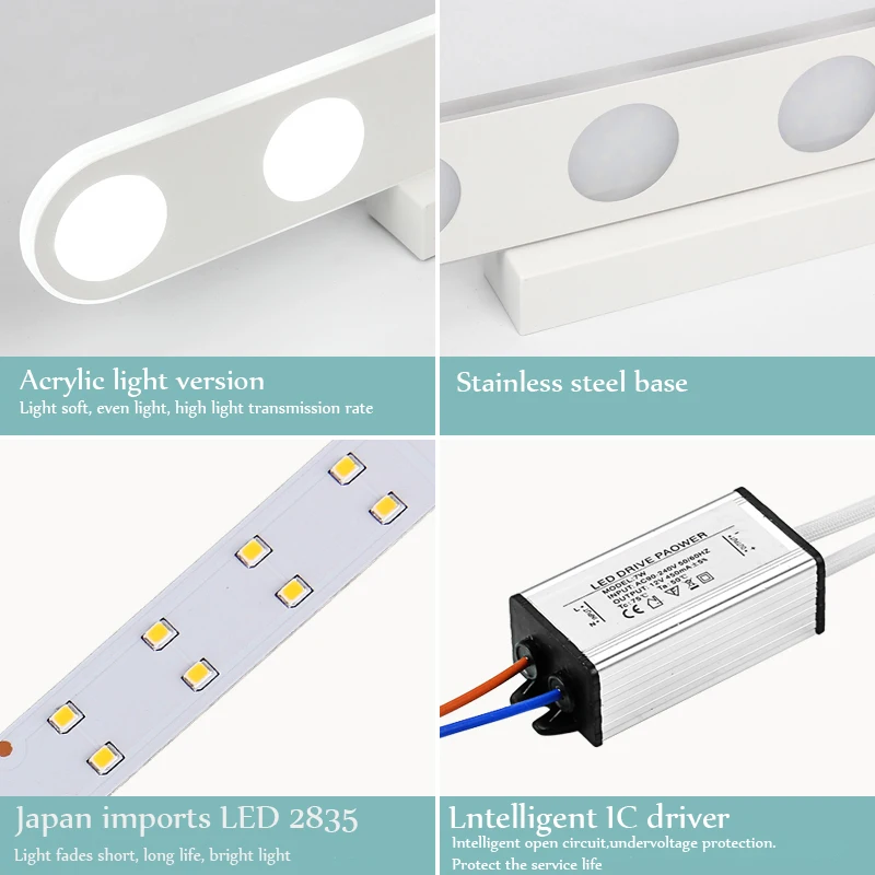 حار بيع الحديثة 9 w 12 w 15 w 18 w الحمام أدى مرآة ضوء 85-265 v الباردة الدافئة الأبيض الغرور جدار مصابيح الجبهة إضاءة مقاومة للماء لمبات