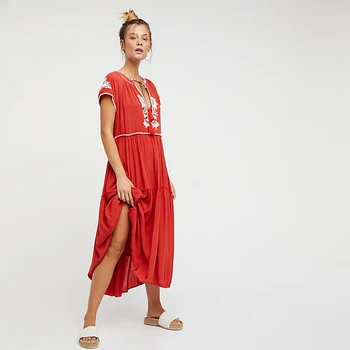 

Summer 2019 Bohemian Dress Short Sexy Tassel Floral Embroidery Women Take A Holiday V Neck Casual Loose Party Dresses Wholesale