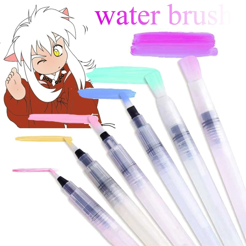 kemila Art Supplies writing brush 6Pcs Different Shape Barrel Water Pen Watercolor Painting Promotional Pen Calligraphy Drawing