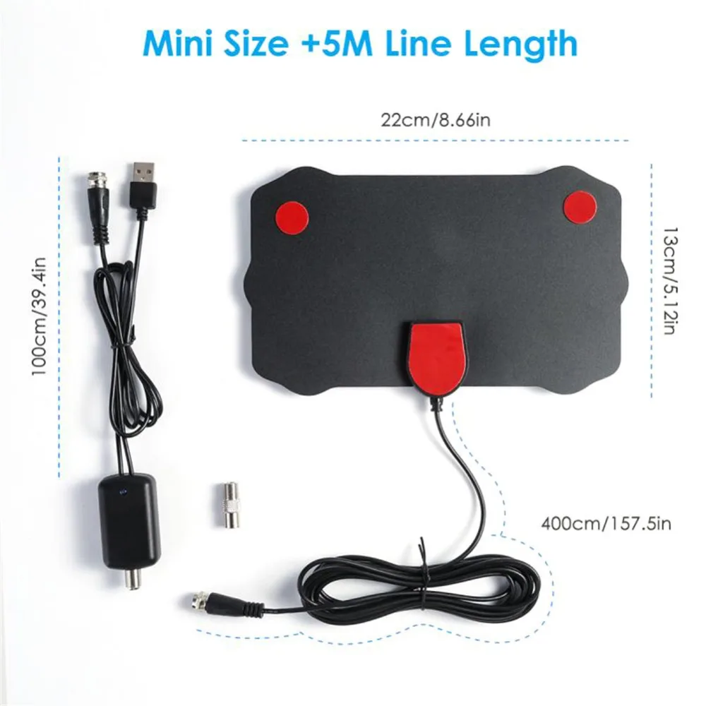 Indoor 120 Miles TV Antenna Freeview 25DB Digital HDTV Antenna With Amplifier Signal Booster Radius Surf Fox DVB-T2 TV Aerial