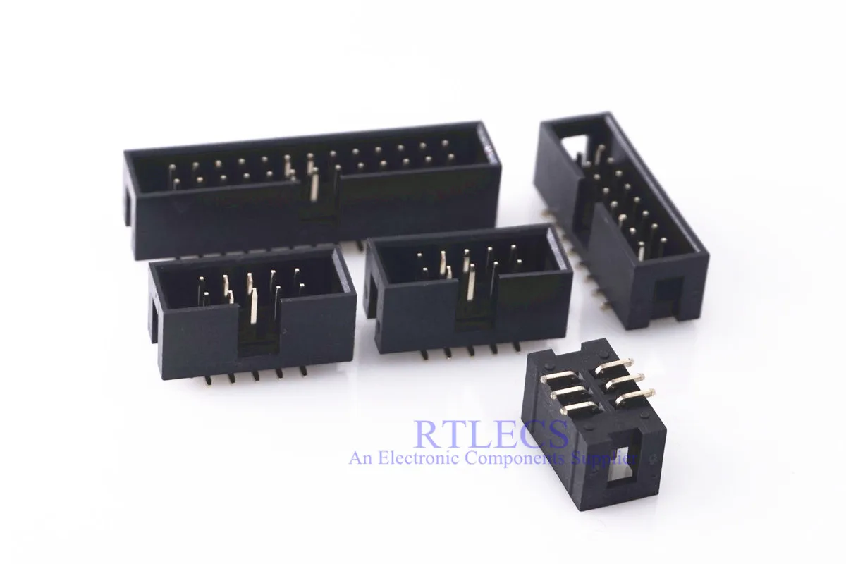 50Pcs 2.54mm Pitch 2x5 Pin 10 Pin SMT Male Shrouded PCB Box header IDC Socket 