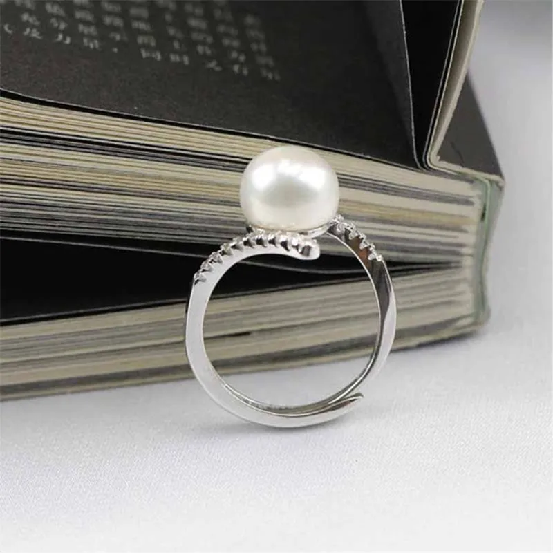 Элегантные кольца с белым жемчугом для женщин, серебряное кольцо с крученым кристаллом, роскошные ювелирные изделия, свадебные аксессуары, обручальные кольца L3D108