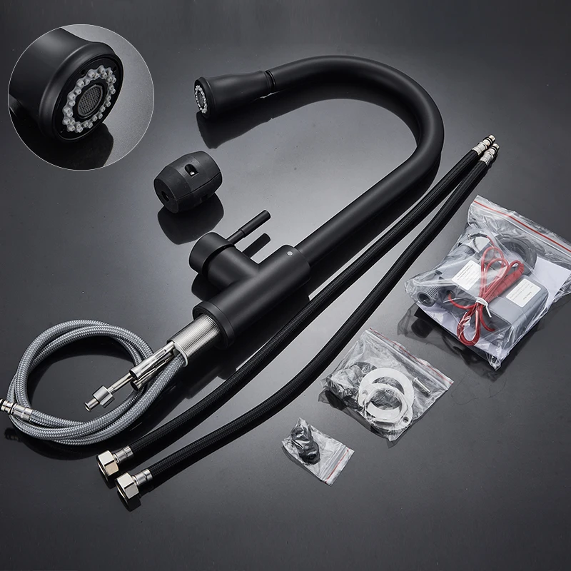 Quyanre Matte Black Sensor Kitchen Faucet Sensitive Smart Touch Control Faucet Mixer Tap Touch Sensor Smart Black Kitchen Tap116