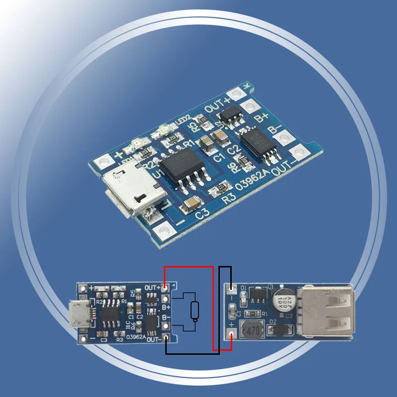 

5PCS 5V 1A Micro USB 18650 Lithium Battery Charging Board Charger Module+Protection Dual Functions TP4056 TC4056 TC4056A