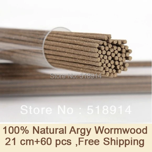 

100% Natural Health Argy Wormwood Incense Sticks 21cm+60sticks Herbal Incense Antiseptic Mosquito Repellent Anti-Odour