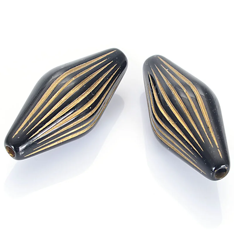 

45 Pcs 12x14x31 MM Stripped Rhombus Acrylic Antique Design Beads For Women Diy Bracelet Bangle Jewelry Making Accessories