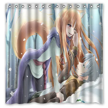 

spice and Wolf Printed Bath Shower Curtains Waterproof Polyester Fabric Curtain For The Bathroom with 12 Hooks