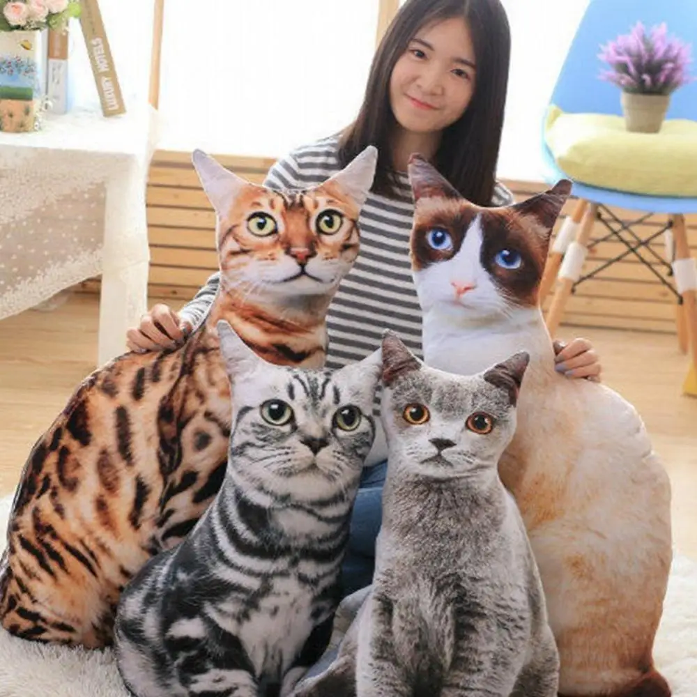 

50/75cm Simulation Cartoon Cat Plush Toy Kids Soft Stuffed Animal Cushion Pillow