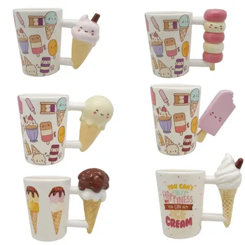 

Cartoon expression pack ice cream popsicle ice cream cup Cute popsicle ceramic mug water cup children's room decoration gift