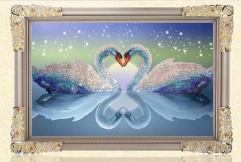 

DIY Diamond Painting square Rhinestone Draw Diamond embroidery Animals Cross Stitch Kit Mosaic Picture Swans in Love CQ740