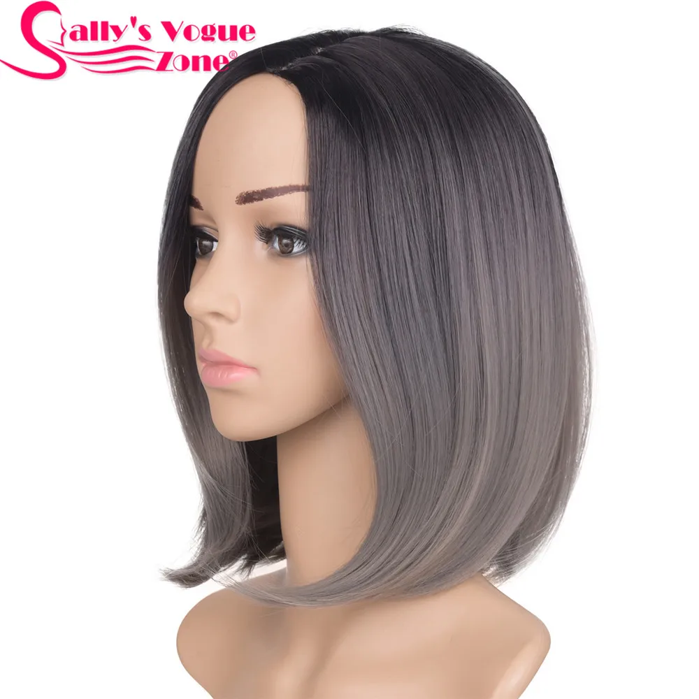 Sallyhair высокая температура синтетический короткий Омбре черный изумрудно-зеленый цвет прямой боб парик