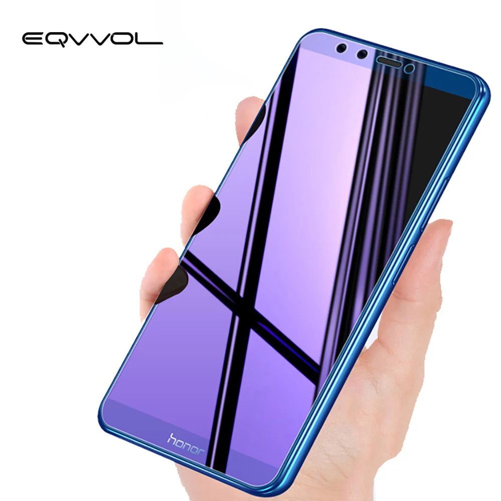 

Eqvvol Full Cover Purple Light Tempered Glass For Huawei Honor 8 9 10 8X MAX Play Screen Protector For Honor Note 10 8 V10 Film